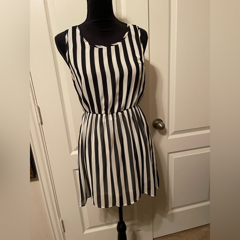 H&M Monochrome Striped Mini Dress